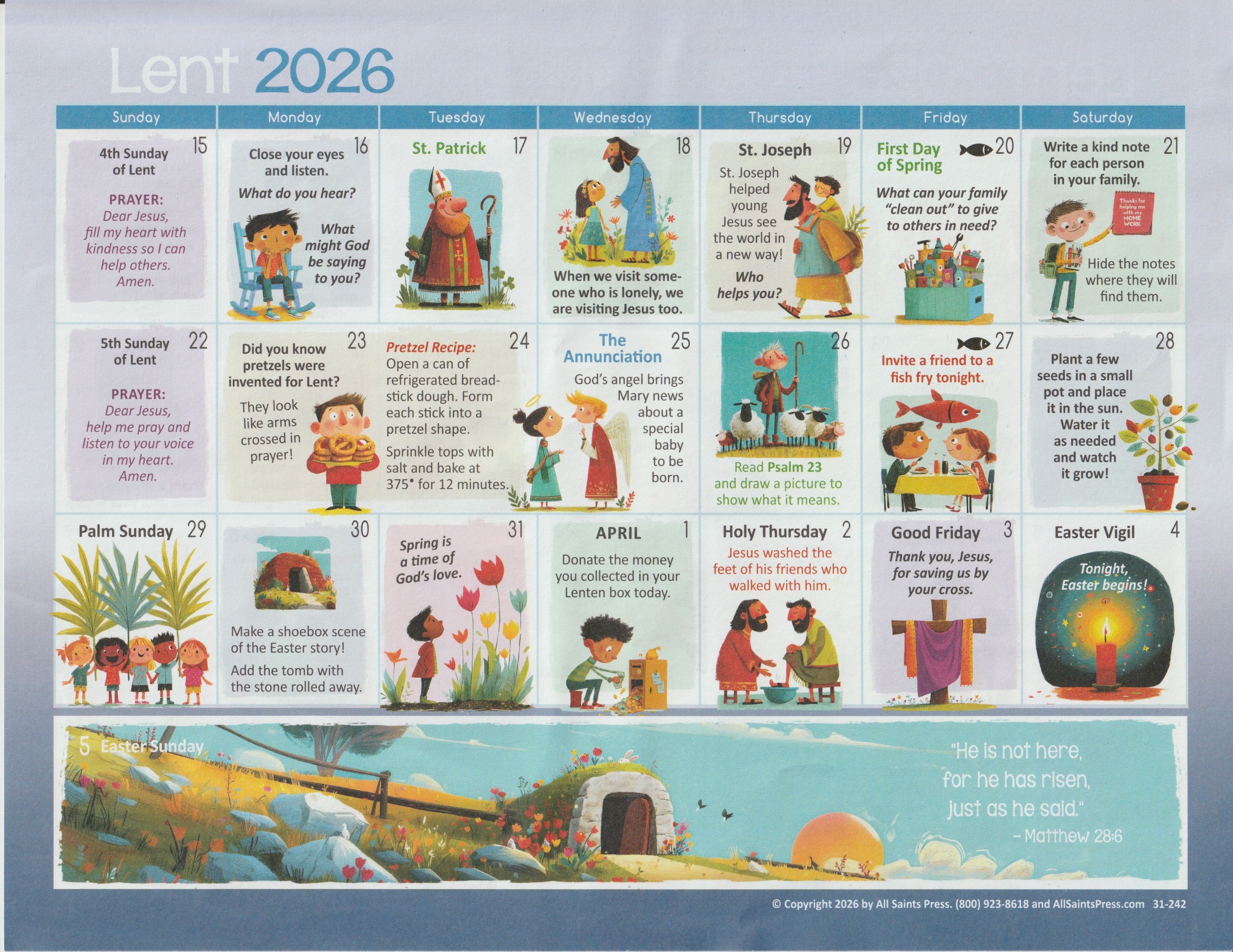 Lent Calendar 2026 – 2